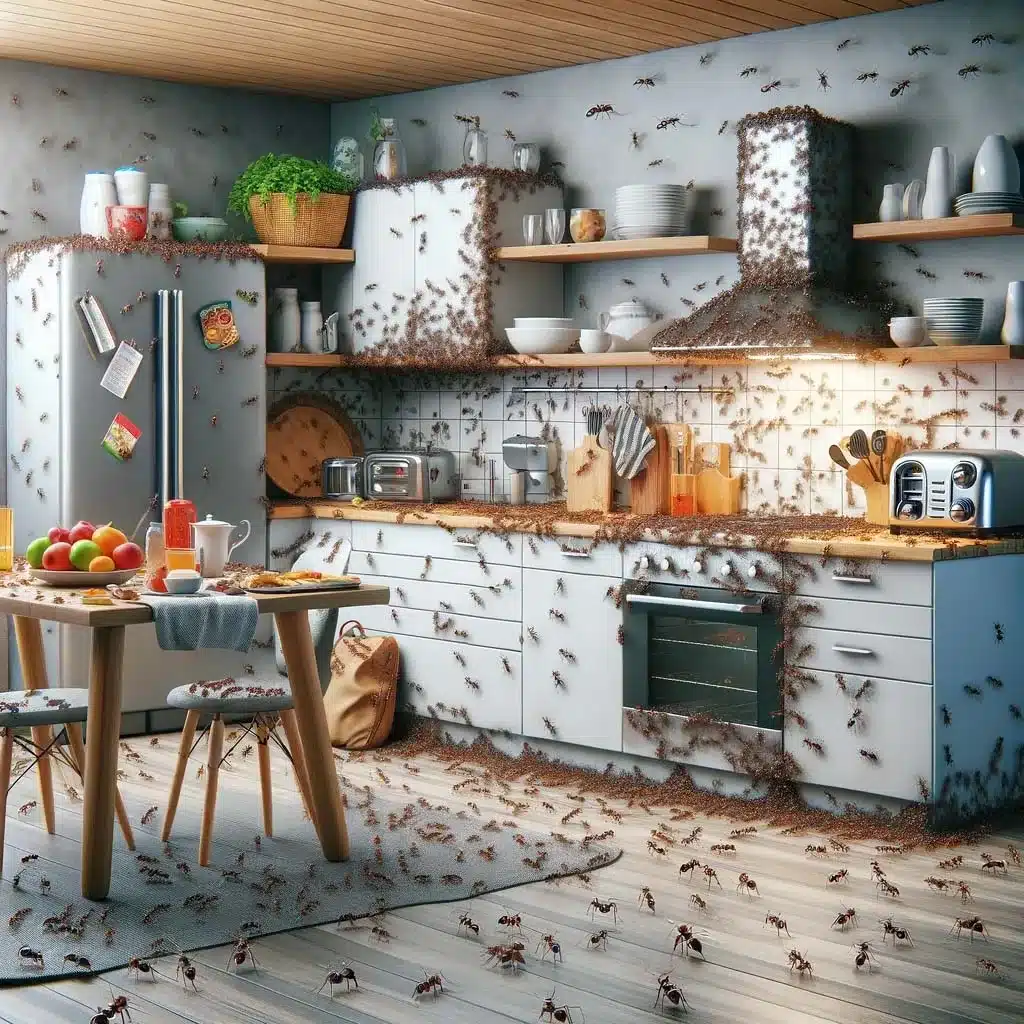 house with ants, pest-infested homes