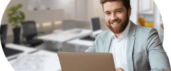 location-service2 Man dressed in a suit working at a moving company office.